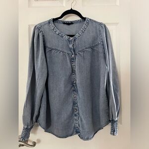 Jane and Delancey Light Blue Denim Button-Front Shirt